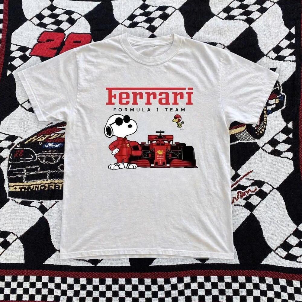 Ferrari Snoopy White Cotton T Shirt